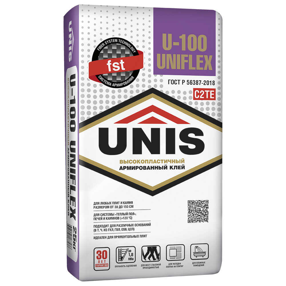 Клей д/плитки эластичный UNIFLEX U-100 25кг (48 шт)